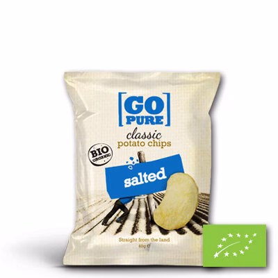 go pure classic chips salted bio 40 gram – biologische gezouten chips zonder toevoegingen