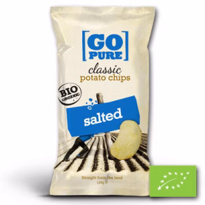 Go Pure Classic Chips Salted 125 gram – biologische aardappelchips met zeezout zonder conserveringsmiddelen