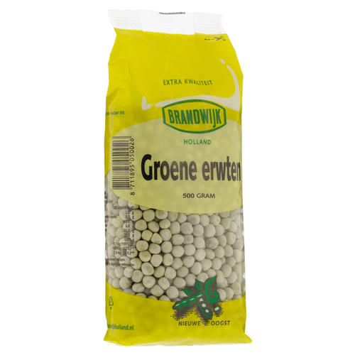 Groene erwten Brandwijk 500 gram – natuurlijke peulvruchten zonder toevoegingen