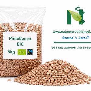 Pintobonen BIO 5 kg van Natuurgroothandel in transparante verpakking met BIO- en Fairtrade-keurmerk.