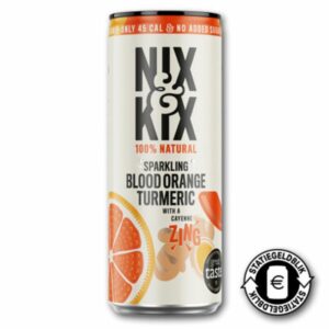 Nix & Kix bloedsinaasappel en geelwortel blik 250ml – natuurlijke, licht bruisende frisdrank