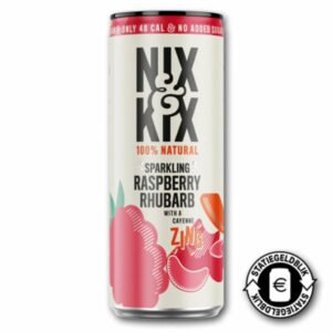 Nix & Kix framboos en rabarber blik 250ml – natuurlijke, licht bruisende frisdrank