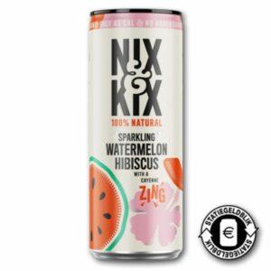 Nix & Kix watermeloen en hibiscus blik 250ml – natuurlijke, licht bruisende frisdrank
