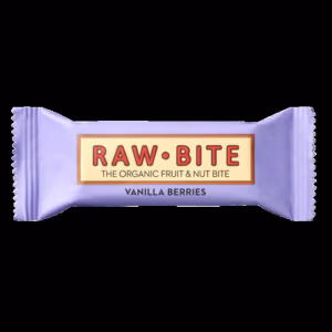 Rawbite vanille bessen organic reep 50g biologische snack