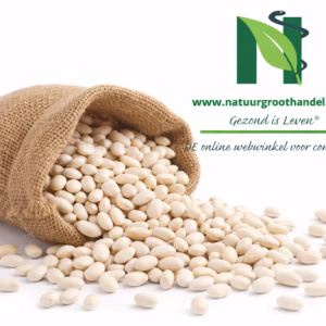 witte bonen in jute zak met logo Natuurgroothandel