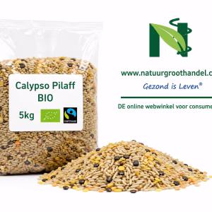 Calypso Pilaff BIO 5kg van Natuurgroothandel in transparante verpakking met BIO- en Fairtrade-keurmerk.