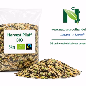 Harvest Pilaff BIO 5 kg van Natuurgroothandel in transparante verpakking met BIO- en Fairtrade-keurmerk.