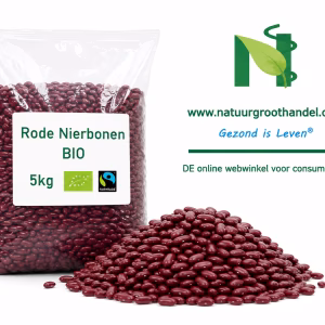 Rode Nierbonen BIO 5kg van Natuurgroothandel in transparante verpakking met BIO- en Fairtrade-keurmerk.
