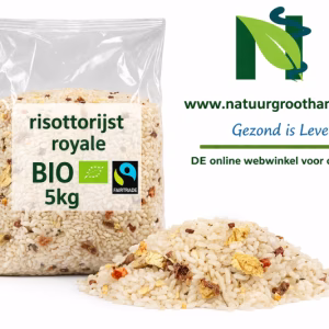 Risottorijst royale BIO 5kg in plastic zak met Europees biologisch en Fairtrade keurmerk