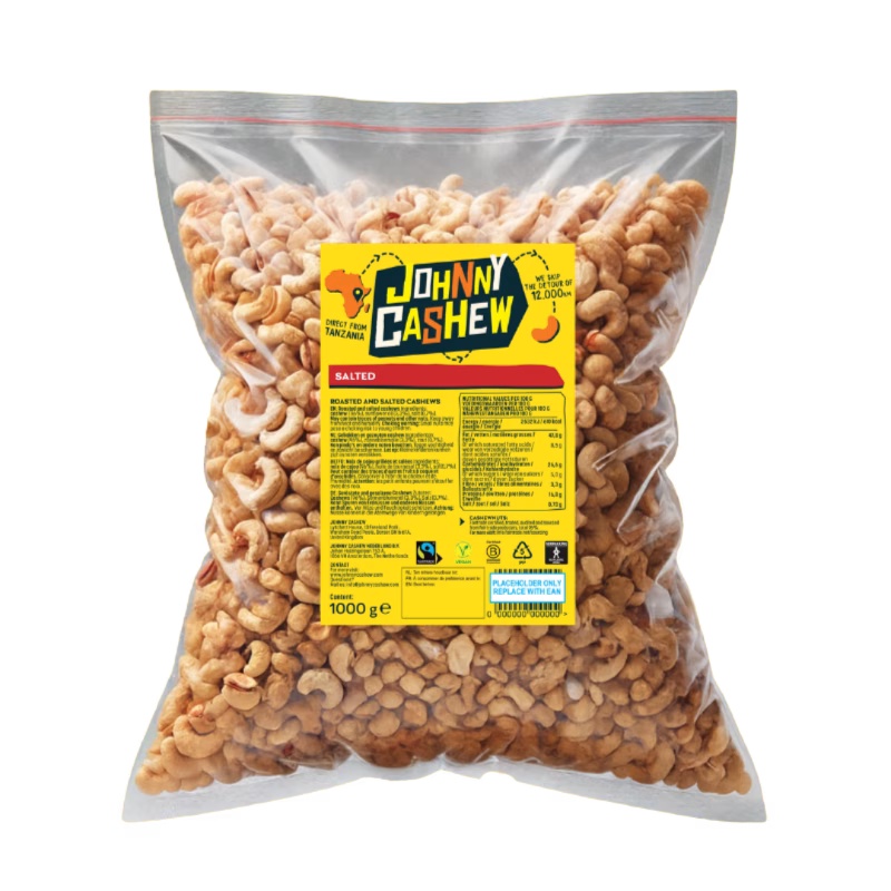 Johnny Cashew gebrand gezouten cashewnoten bulk 1000g