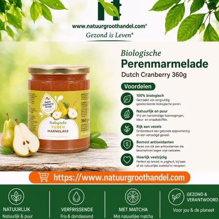 Biologische perenmarmelade Dutch Cranberry 360g met rijpe peren