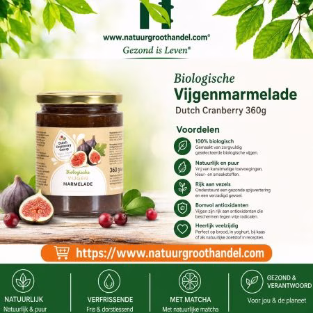Biologische vijgenmarmelade Dutch Cranberry 360g met rijpe vijgen