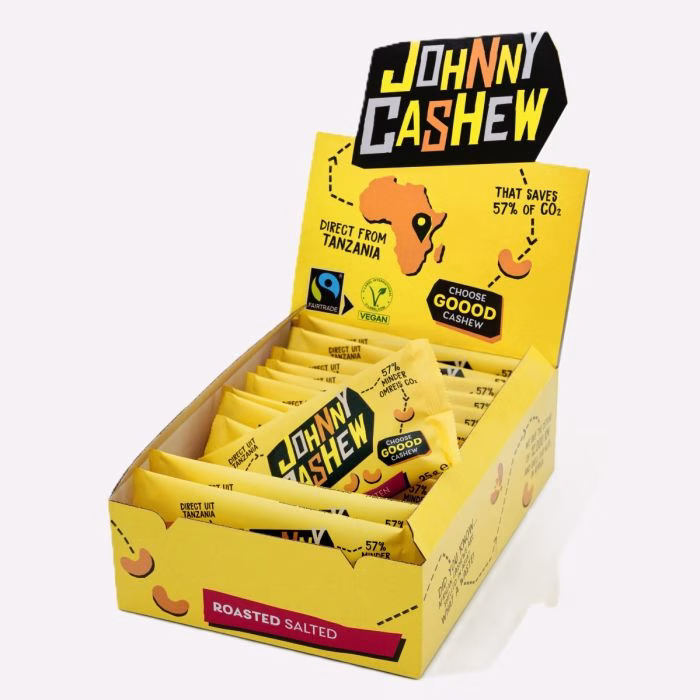 Verpakking Johnny Cashew gebrand gezouten 25g