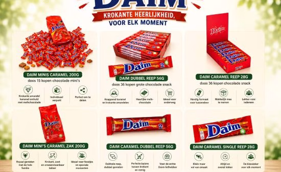 Daim chocolade met krokante amandelkaramel in melkchocolade van Natuurgroothandel