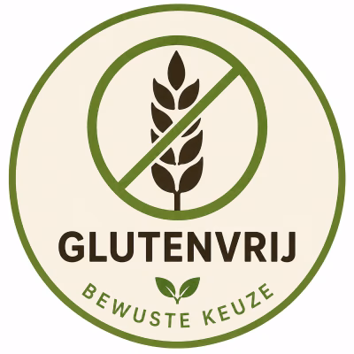 Glutenvrij product – Bewuste Keuze bij Natuurgroothandel, pictogram met doorgestreepte korenaar.