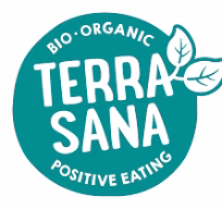 Logo van TerraSana, merk van biologische voedingsproducten en wereldse specialiteiten.