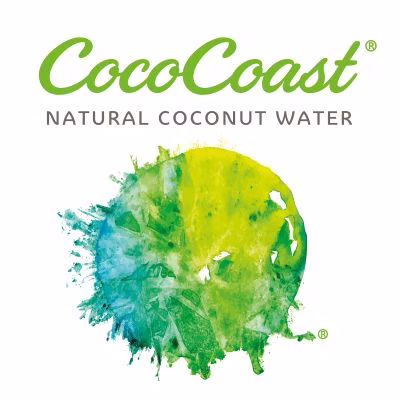 Logo van CocoCoast, merk van kokoswater en tropische kokosdranken.