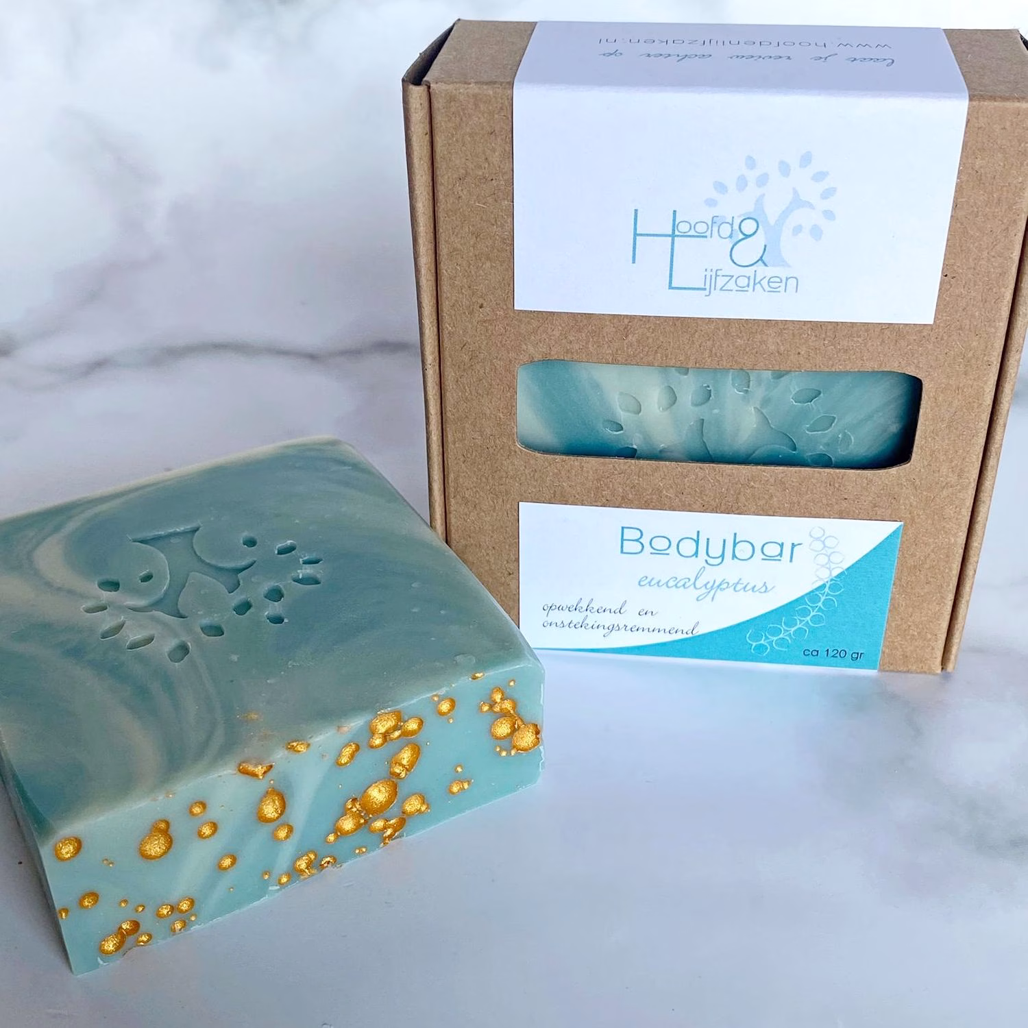 Handgemaakte bodybar eucalyptus 120 g van Hoofdenlijfzaken